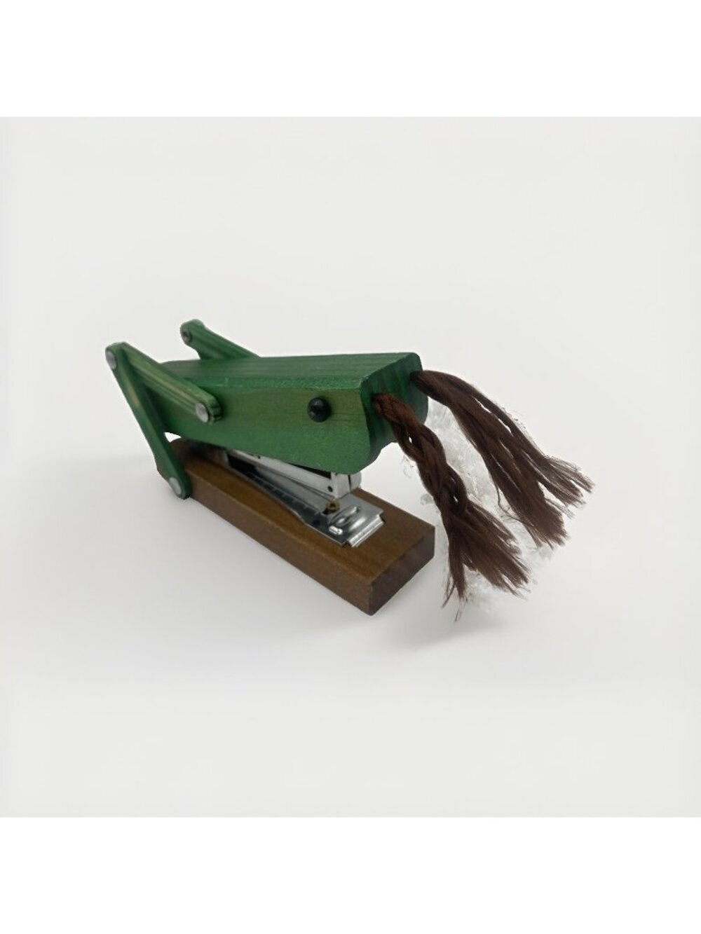 Anthropologie Green Wood Grasshopper Mini Stapler Office Desk Decor Collectible